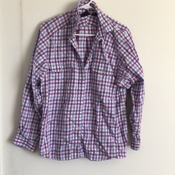 Purple Plaid Cotton button down - Picture 1 of 1